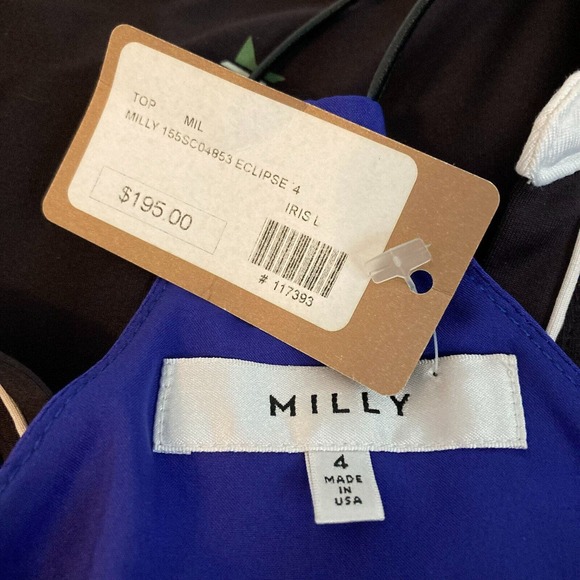 Milly Tank Top Womens Sz 4 Royal Blue Silk‎ Satin Halter Racerback - Picture 5 of 9